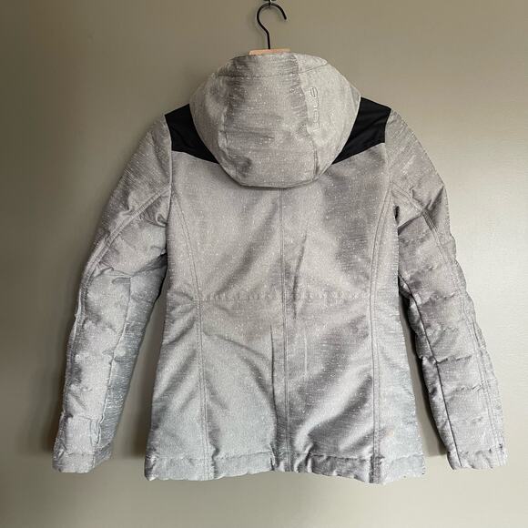 Lole Shine Jacket in Meteor Reversible Down Puffer Parka Size XS Grey Black Warm - Picture 7 of 16